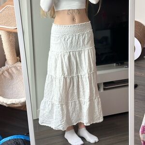 Aeropostale White Tiered Maxi Skirt